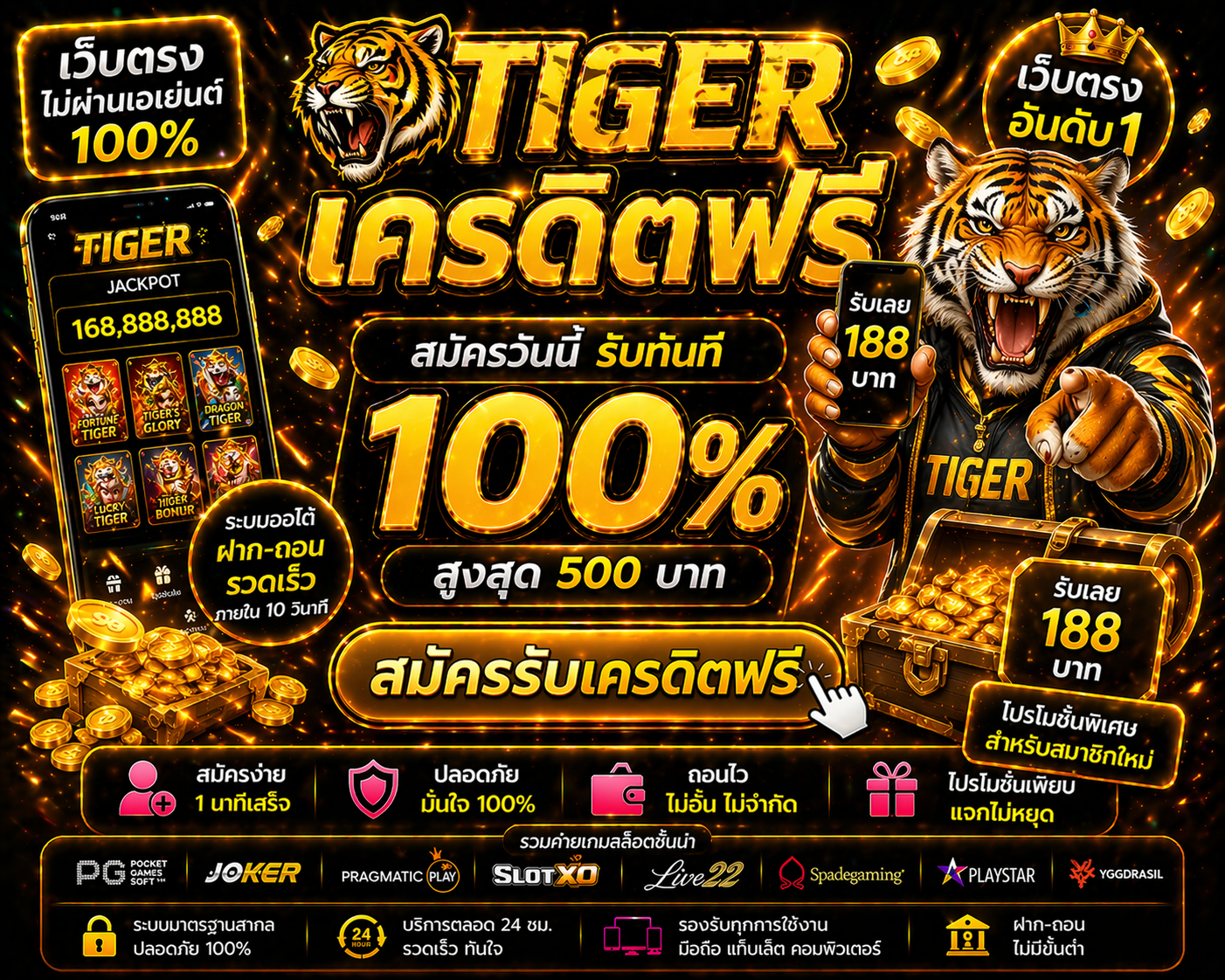 tiger เครดิตฟรี โปรสล็อตใหม่ล่าสุด ทดลองเล่นสล็อตฟรี เล่นง่ายได้เงินจริง
