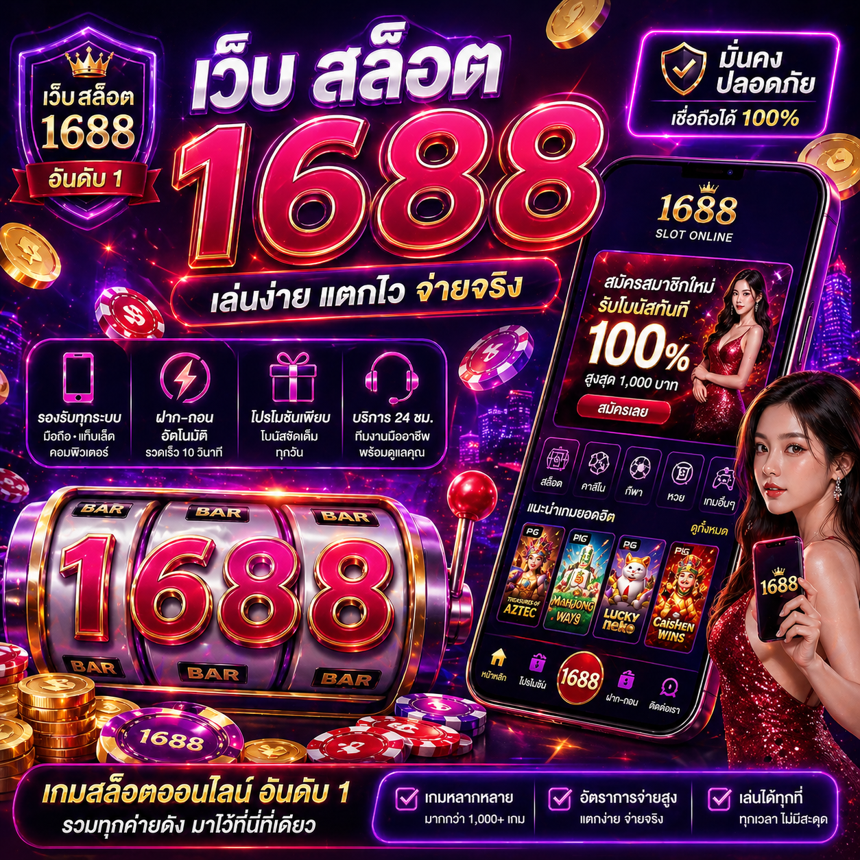เว็บ สล็อต 1688 เล่นง่าย โบนัสแรง ครบทุกเกมในที่เดียว